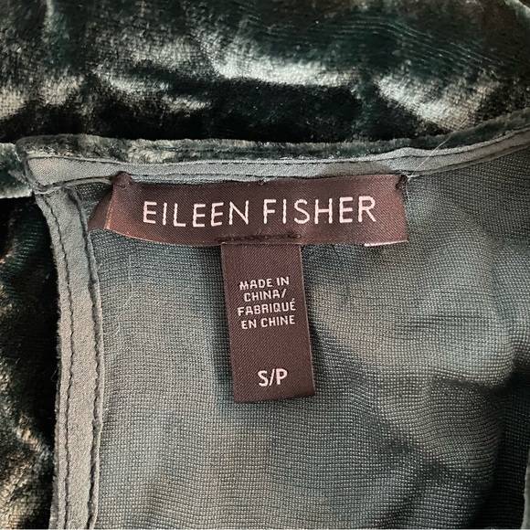 Eileen Fisher NWT Dark Green Velvet Short Sleeved Shirt 20858 - Picture 7 of 10